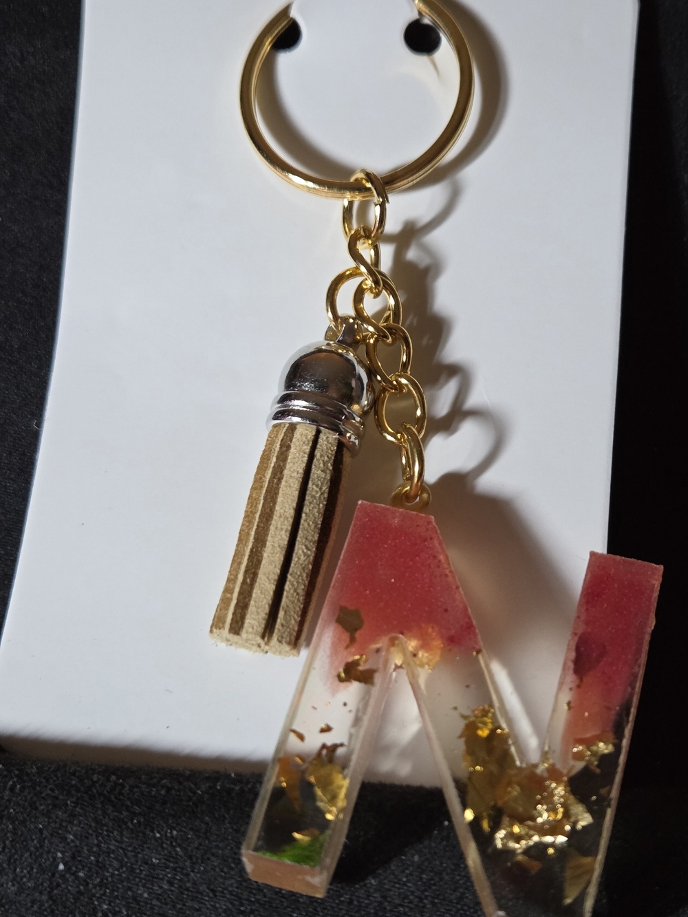 Gold Tassel Keyring with Pink Resin 'N' Charm